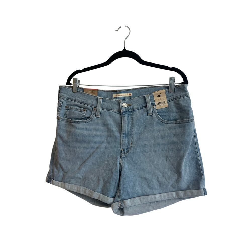 Levi's NWT Mid Length Shorts Denim Rolled Hem Sz 32 Blue Light Wash